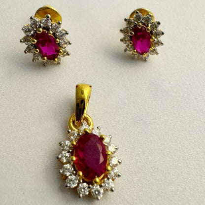 Ruby Petal Pendant Set